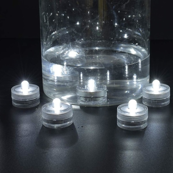 Dränkbara LED-ljus, vattentäta värmeljus, vita nedsänkbara poolljus, undervattens undervattensvärmeljus Batteri Sub LED-lampor Damm & Fiske Cel