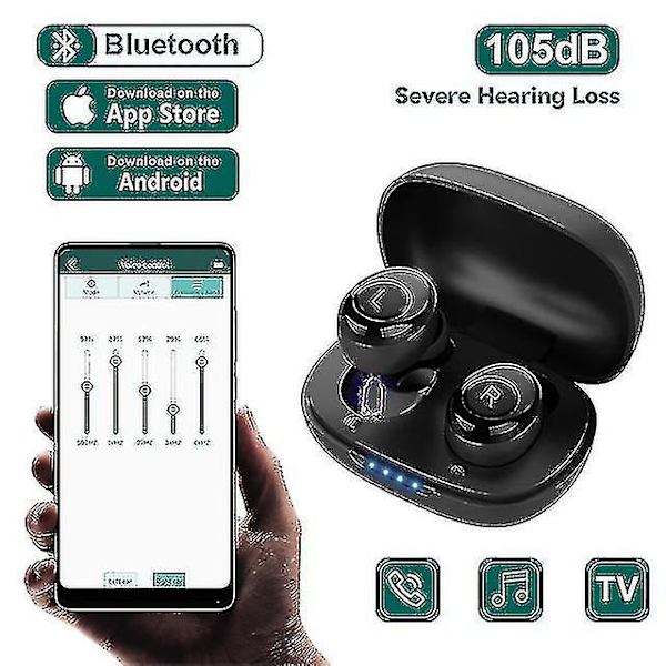 Bluetooth hörapparat Uppladdningsbar osynlig hörapparat-app Digital ljudförstärkare för dövhet Trådlös Aparelho Auditivo H001 Local Ship