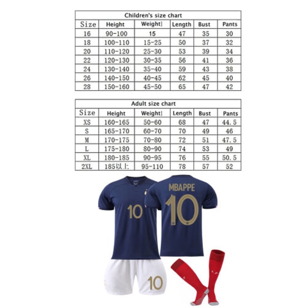 Ranska Home World Cup nro 10 Mbappen jalkapallopaita 20
