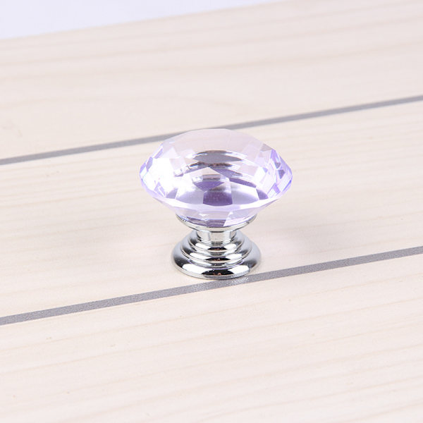 10 stk lilla krystallglass Diamond pull skapdørhåndtak krystall