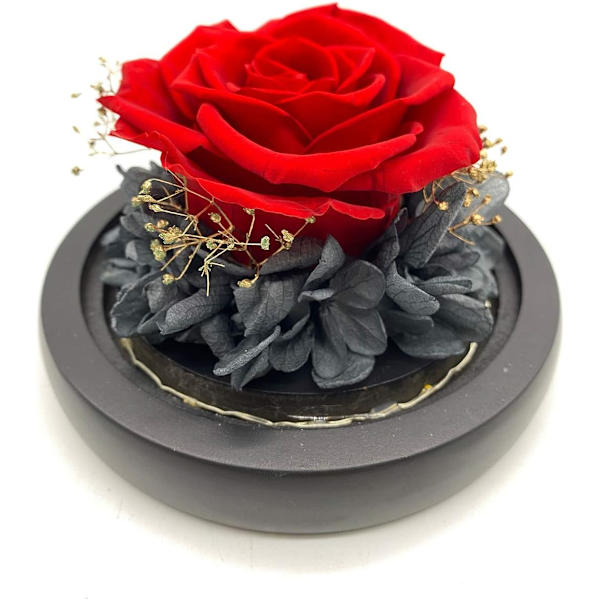 Äkta konserverad ros handgjord färsk ros eternal rose glaskupol presentförpackning med LED, mycket moderiktig och vacker