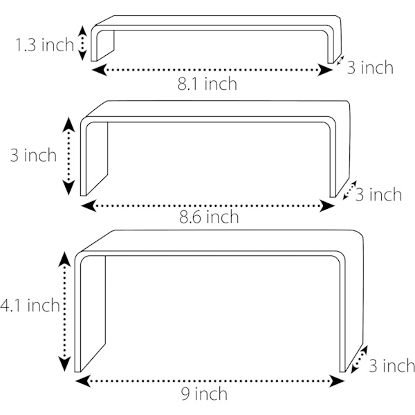 6-pack svart akryl Display Risers Sko Display Stand Cupcake
