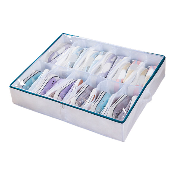 Under sengen Sko Opbevaring Organizer Clear Window Design Velegnet til høje hæle og tennissko Navy Blue Large