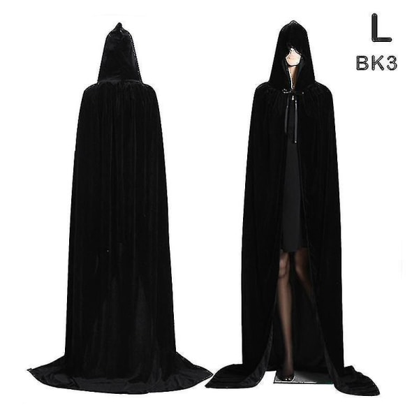 Medieval Vampire Velvet Hooded Cloak ong Robe Capes Halloween Costume _sc Red L