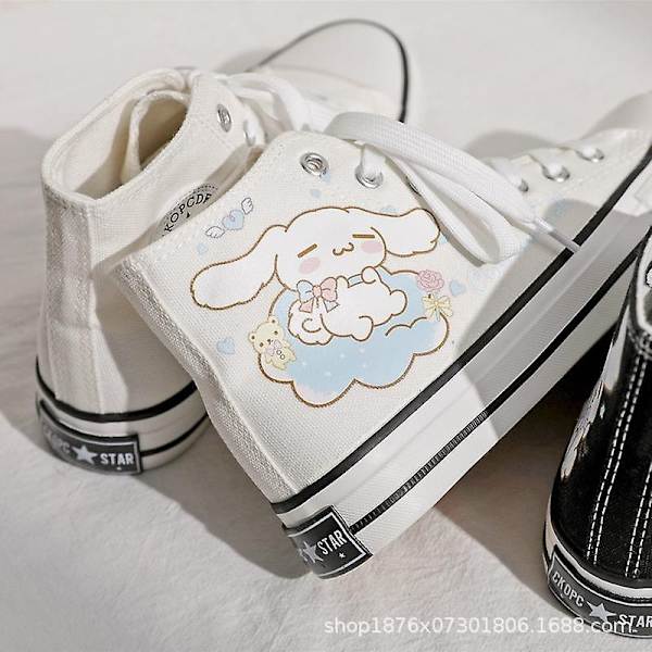 Kawaii Cinnamoroll Sanrioed Sko Cartoon Søde Canvas Sko High Top Canvas Sko Piger Fødselsdagsgave - Perfekt 38 38 B