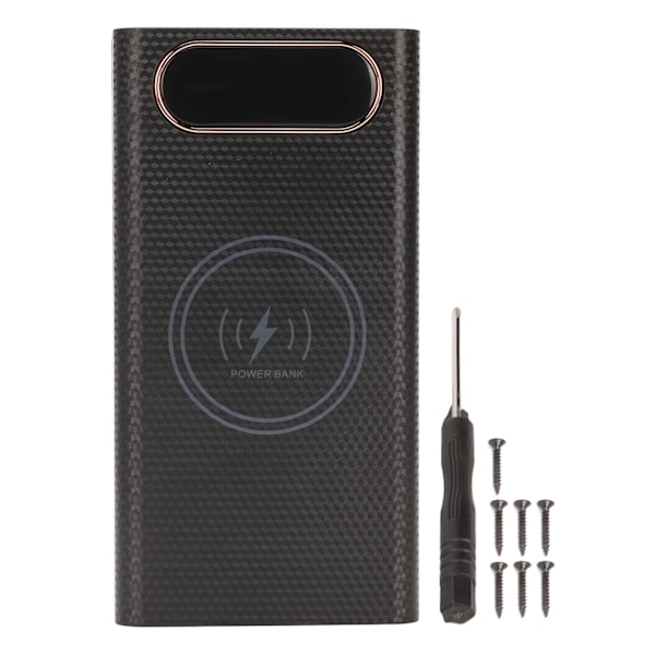 6x21700 Lader Batteriboks Sveisefri Powerbank Boks Kit DIY Batterilader Etui med 22.5W Hurtiglading 15W Trådløs Lading Svart