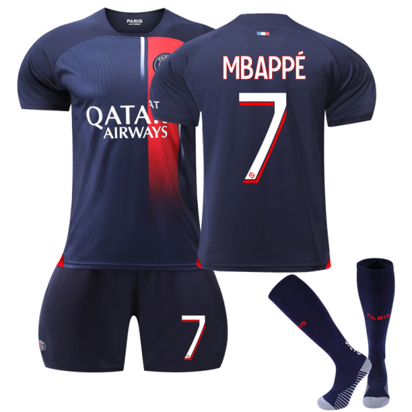 23-24 New Paris Home Børnefodboldtrøje 7 Mbappe Adults 2XL(190-200)
