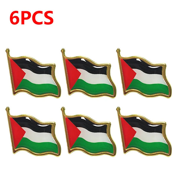 2-10 STK Palæstina FLAG BADGE Rustfrit stål Palæstinaflag Pin Lapel Badge Rygsæk Ikon علم دولة فلسطين 6Pcs