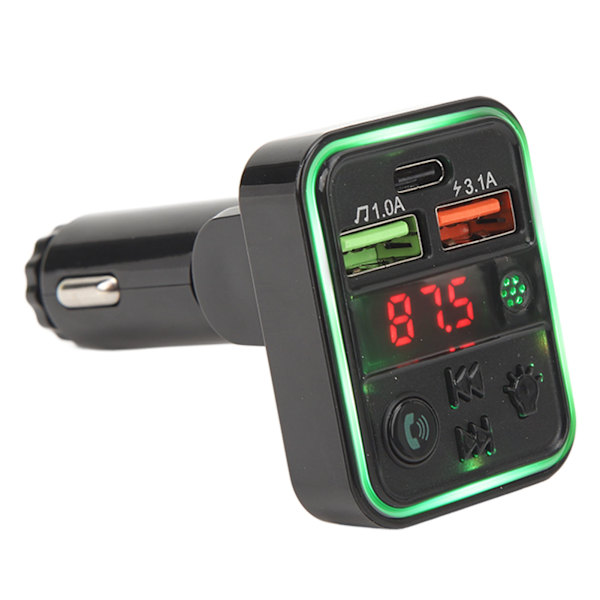 P18 Autolähetin Langaton Adapteri Handsfree-puhelut Musiikki 2 Latausporttia 7 Värikästä Valoa Autotarvike DC12‑24V