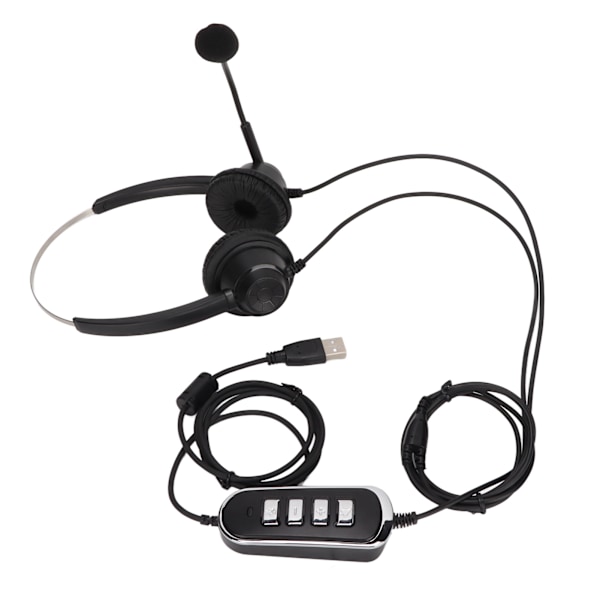 Telefon Headset Støjreduktion Binaural RJ9 Stik Ledningsført Business Hovedtelefon med Mikrofon USB Lydkort til Call Center