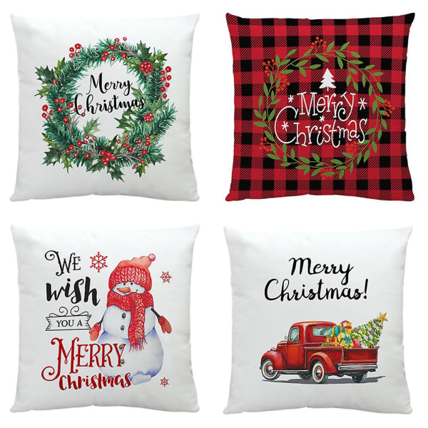 Set med 4 jul-supermjuka kuddfodral i sammat Xmas Wi 45x45cm