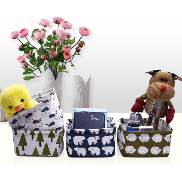 Pienet säilytyskorit kankaasta, 4 kpl Mini Cute taittuvat kangassäilytyskorit