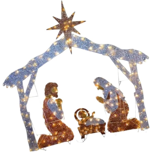 Påskupplyst julkrubba LED Heliga familjens innergårdsinsats