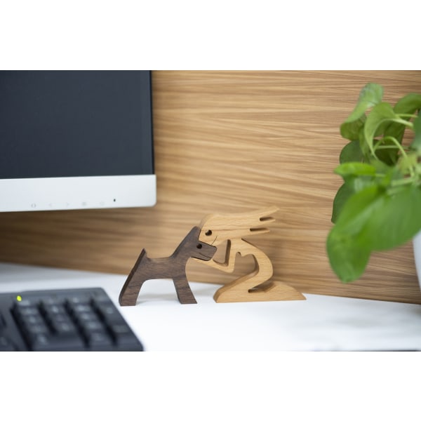 Puppy Familie Træskærer Hunde Ornament Figur B07