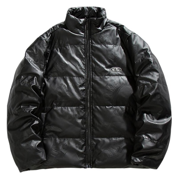 Dunjacka an White Duck Down Pu Läder Tooling Casual Jacka Varm bomullsjacka M