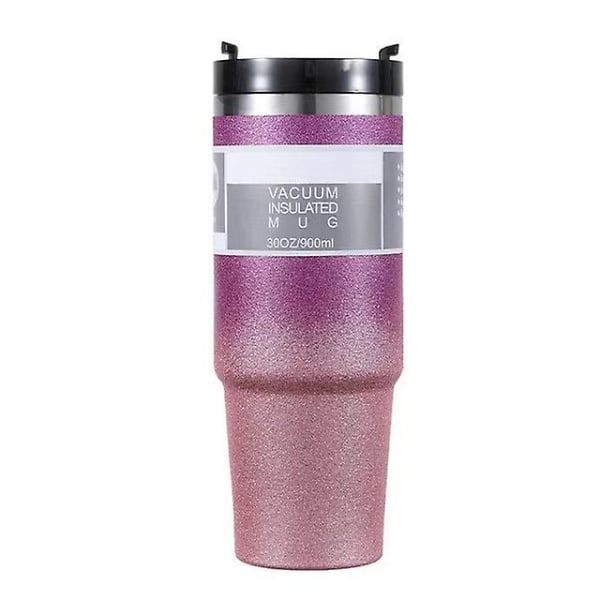 Stanley 40oz tumbler med handtag och halmlock för termos resor kaffemugg rostfritt stål isolerad enkel modern tumbler Cup Purple-pink