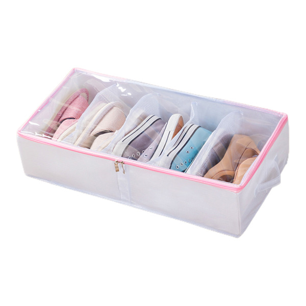 Under sengen Sko Opbevaring Organizer Clear Window Design Velegnet til høje hæle og tennissko Pink Small