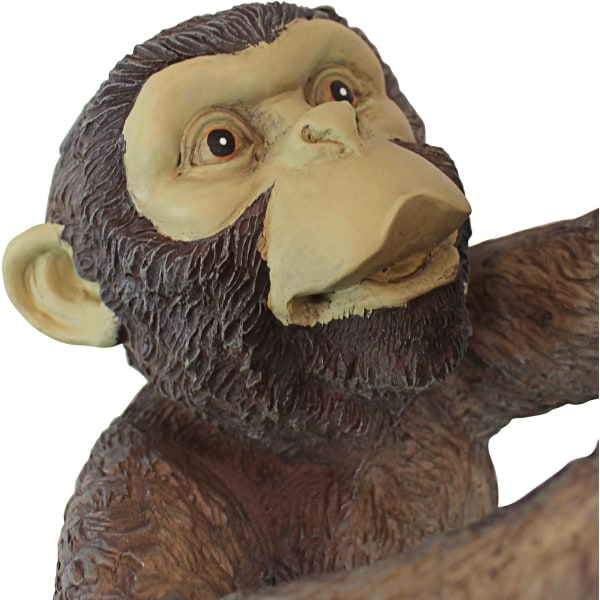 Chico The Chimpanzee Baby Monkey Hängande djurstaty, 16 tum hög, handgjuten polyresin, fullfärgad finish