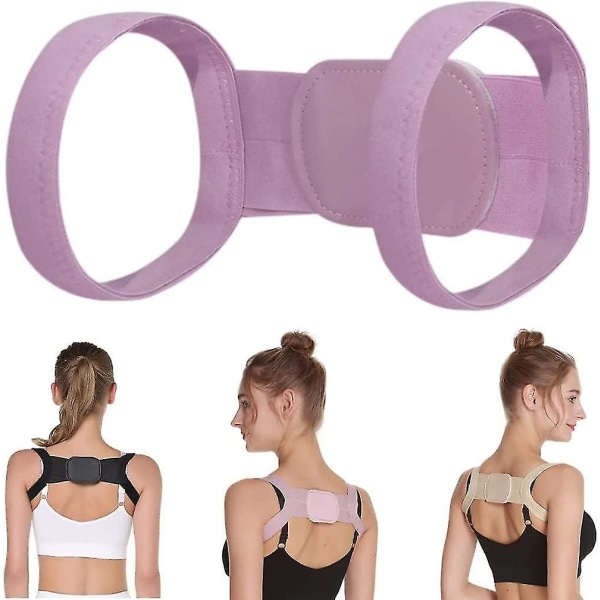 Posture Pro Fix nack- och axelkorrigering för barn och vuxna, justerbart övre hållningsstöd, bälte för att korrigera dålig hållning Pink purple S