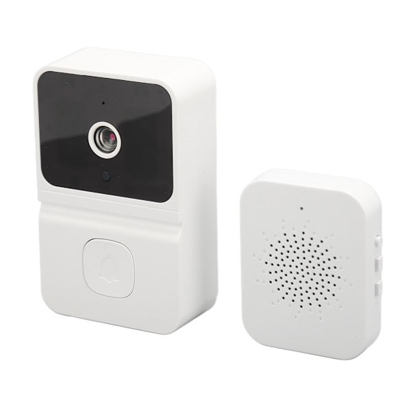 Smart Trådlös Fjärr Video Dörrklocka WiFi Kamera Intercom Dörrklocka med Rörelsedetektering Mörkerseende Inomhusringklocka Vit