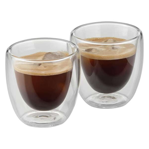 Kaksiseinämäinen lasi espressokuppi lämmönkestävällä a