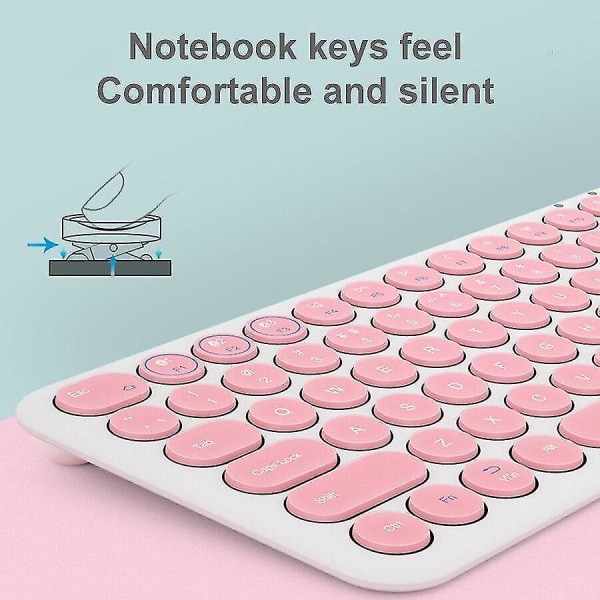 Qwert Bluetooth iPad Keyboard Mouse Set kannettavalle PC Mini Ladattava Magic Keyboard (vaaleanpunainen)