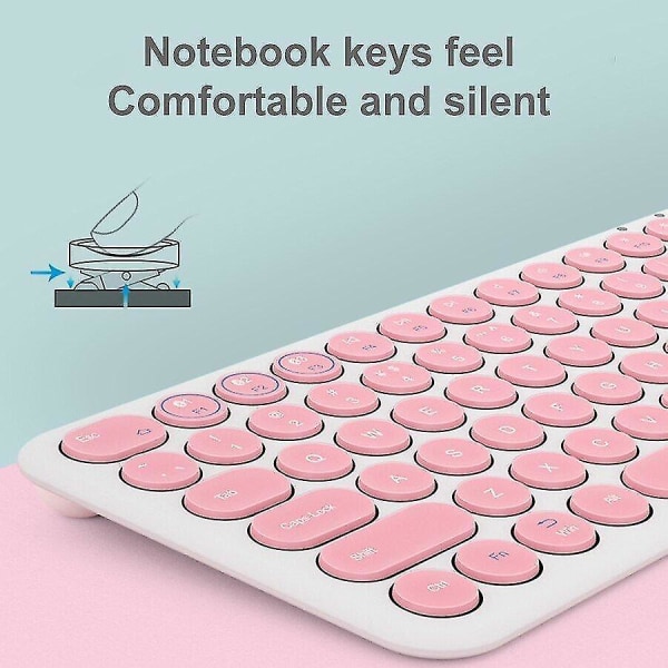 Qwert Bluetooth iPad Tangentbord Mus Set För Laptop PC Mini Uppladdningsbart Magic Keyboard (rosa)