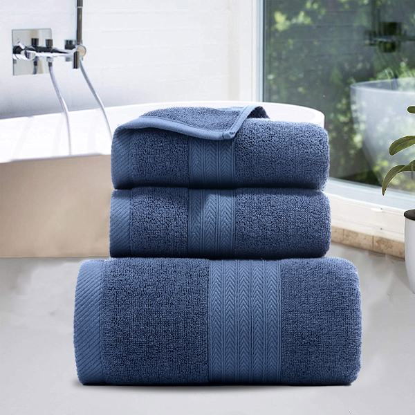 Set med 3, Bomulls Myke Absorberende Håndklær for blue