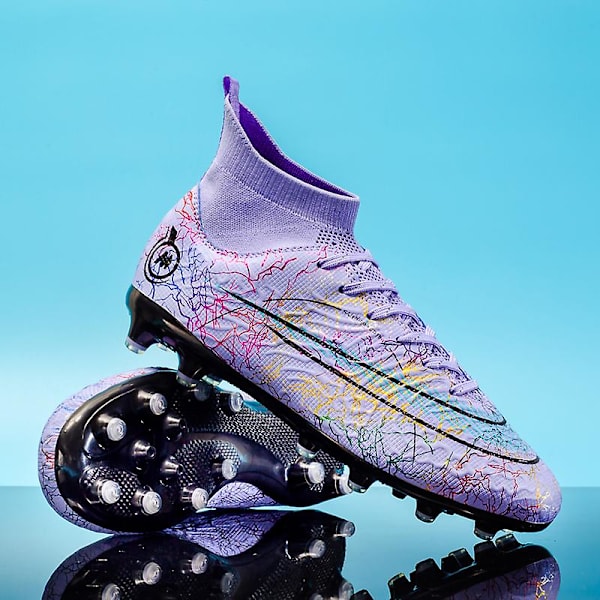 Fotbollsskor för män Halkfria fotbollsskor Klossar Gräs Fotbollssneakers Yj068A W Purple 44