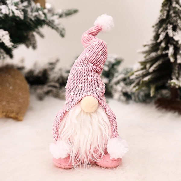 Jultomtar, handgjorda mini plysch jultomte snögubbe Jul figurleksak Födelsedagspresent for hem juldekoration (rosa)