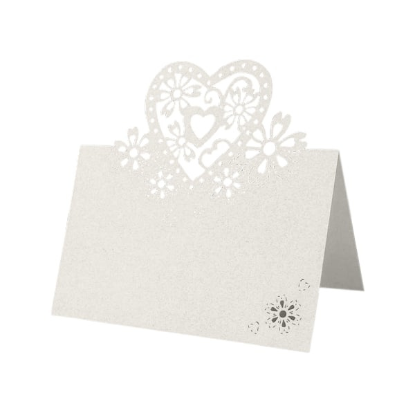 100 stk Bord Navne Plads Kærlighed Hjerte Bryllupsfest Pearlescent Kort Elfenben 100 PCS