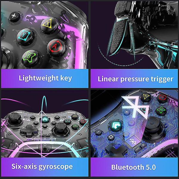 Hasacool Switch Pro-kontrollere for Nintendo Switch/Switch Lite/OLED, Trådløs Switch-kontroller Gamepad Joystick med Turbo/presis bevegelseskontroll/vibrasjon
