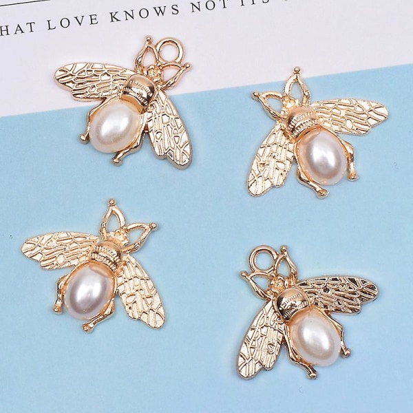 10 st Metal Bee Charm Hängen Honungsbiberlocker med pärla för DIY-pynt smyckestillverkning
