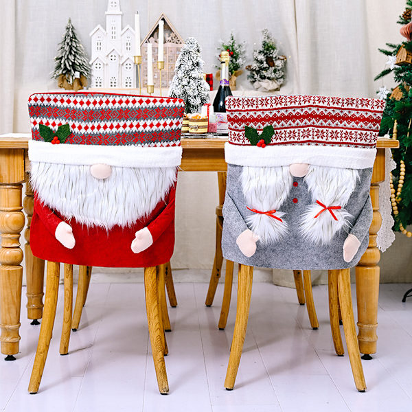 2 stycken julnya dekorativa stolsöverdrag långskäggigt