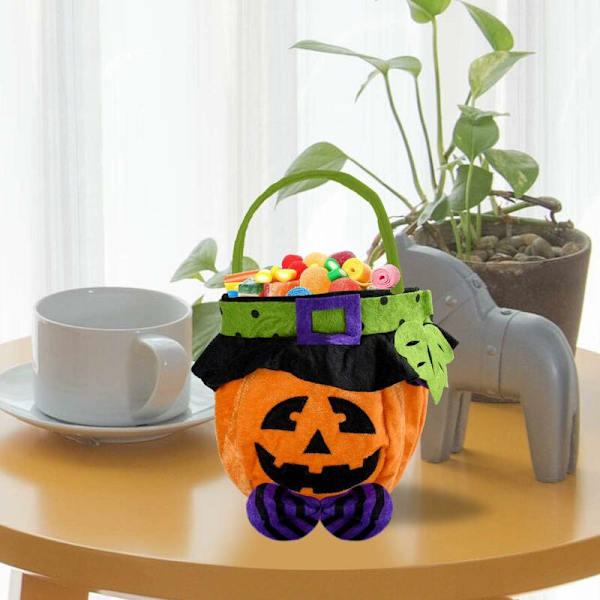 Halloween godispåse,Goodys pumpapåse,godispåse för barn, godispåse för halloween-2-pack Halloween pumpa/häxformade handväskor