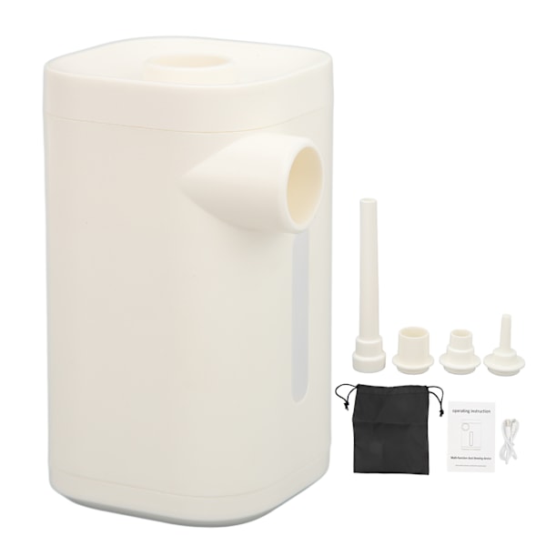 Mini Luftpumpe med 4 Dyser 4000mah Oppblåsing Pumping Belysning 3 i 1 Liten Bærbar Pumpe for Baderinger Luftmadrasser Hvit