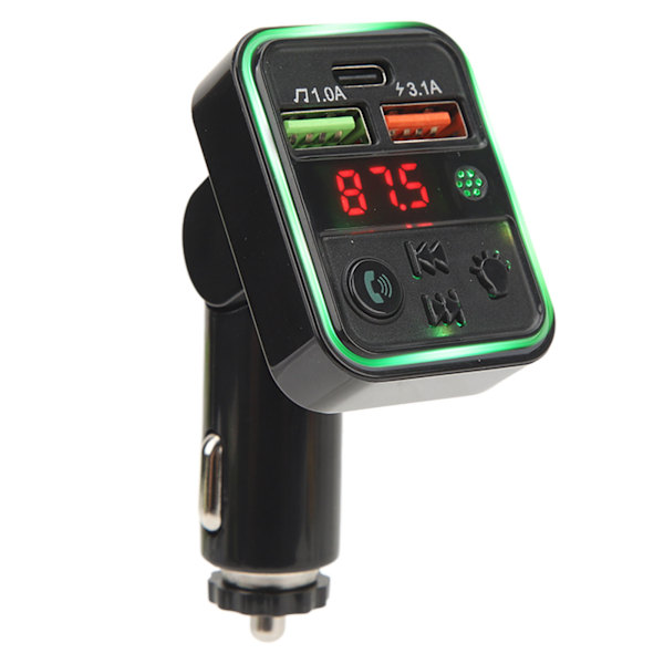 P18 Autolähetin Langaton Adapteri Handsfree-puhelut Musiikki 2 Latausporttia 7 Värikästä Valoa Autotarvike DC12‑24V
