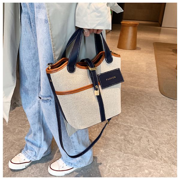 Liten design vintage canvas bærbar bucket bag dame høst og vinter inn mote kurv messenger bag
