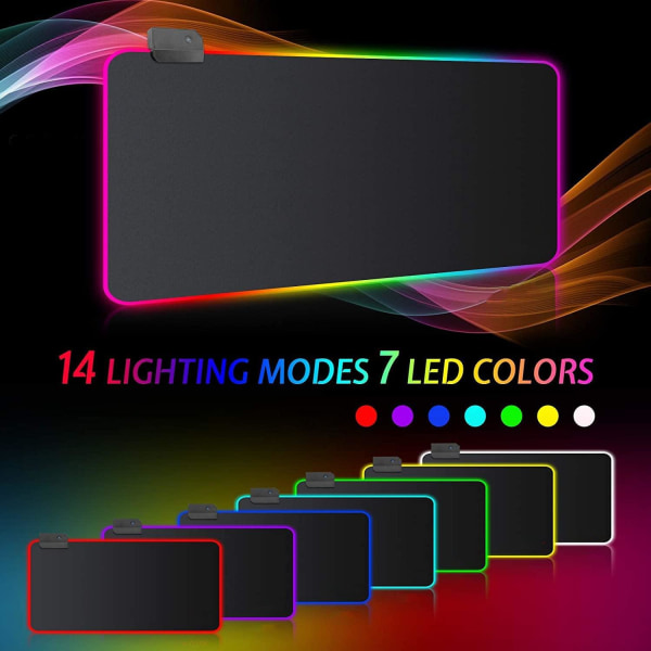 GMS-X5 RGB Gaming Mousepad med LED lys i 7 farver black