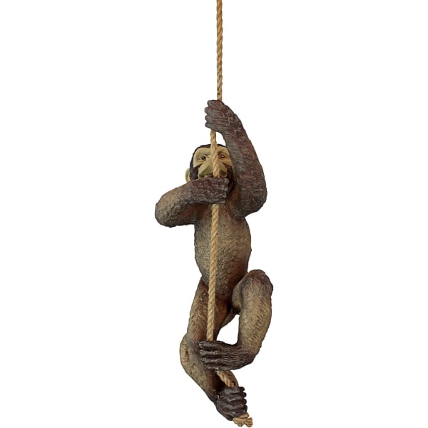Chico The Simpanzee Baby Monkey Hängande djurstaty, 16 tum hög, handgjuten polyresin, fullfärgad viimeistely