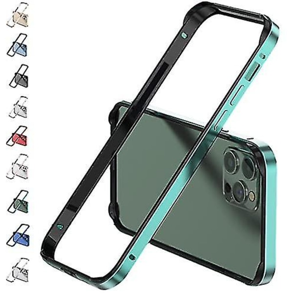 Aluminiumram Metall stötfångare Case Kompatibel Iphone 14 Pro Max/14 Pro/14 Plus med upphöjd kantskydd Green iPhone 14 Plus