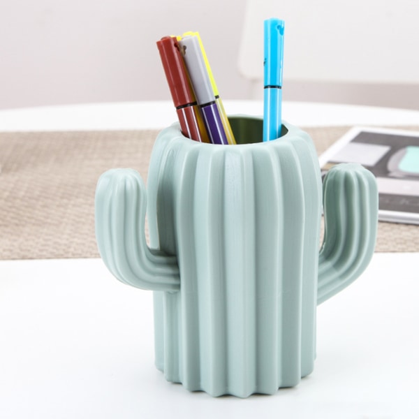 för Creative Cactus Desktop Organizer Blyertspenna Pennhållare Behållare Borstkruka Brevpapper Skolkontorsmaterial Green