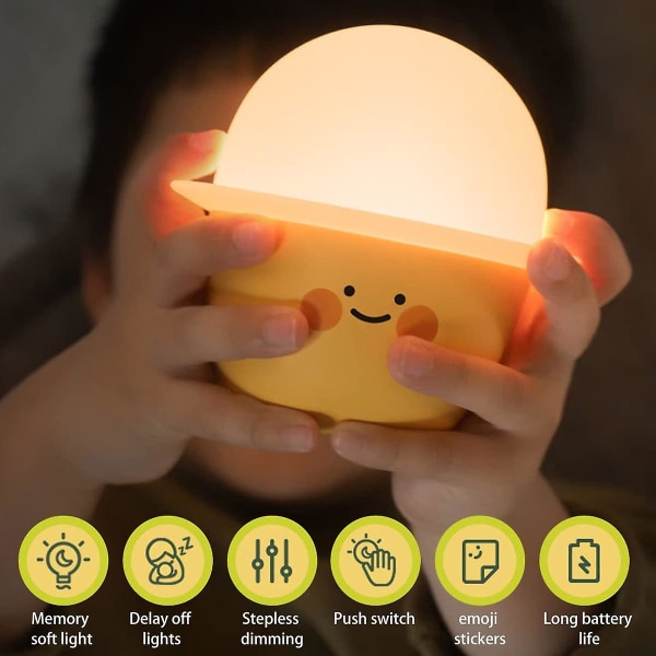 Söt nattlampa Led sänglampa för baby bärbar USB uppladdningsbara bordslampor med 3 klistermärken Flerfärgade justerbara nattlampor Man Jia