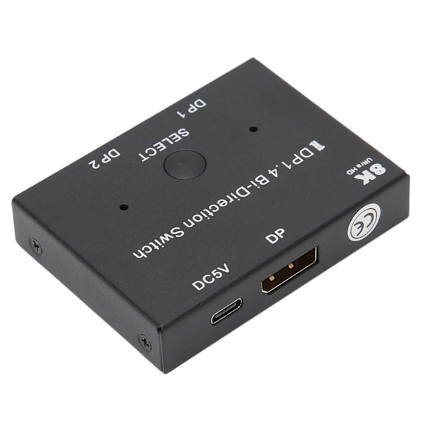DisplayPort-kytkin 2x1/1x2 DisplayPort Kaksisuuntainen Kytkin Tukee 8K 30Hz 5K 60Hz 4K 120Hz/60Hz Näytölle Kannettavalle