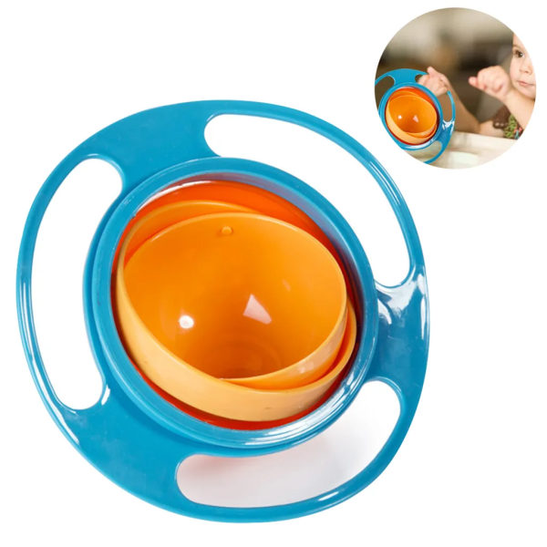 Magic Gyro Bowl 360 graders roterande läckagesäkra skålar med lock Plast Creative serviser träningsmatskålar, blå