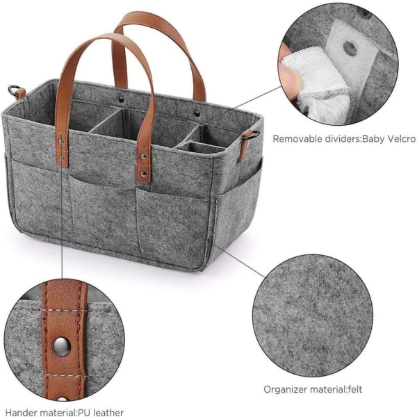 Baby Organizer Kurv Tote Bag LYSEGRÅ light grey M