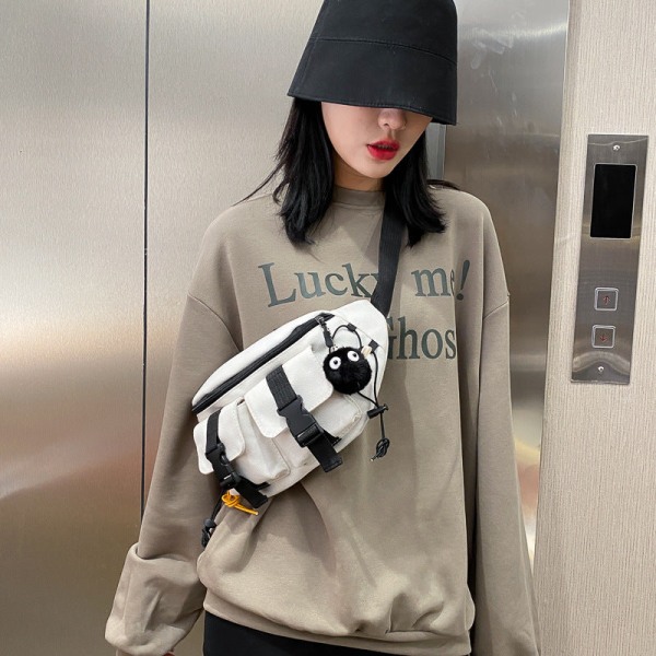 Midjeveske Herr Dame Fanny Midjeveske Arbeidsklær Bryst Herr Koreansk Ins Hong Kong Stil Retro Lett Matchende Crossbody Kvinner Black (Daisy small shoes)