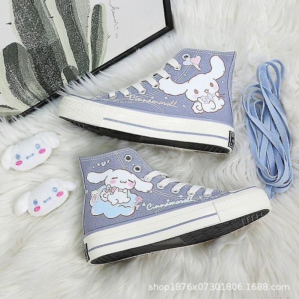 Kawaii Cinnamoroll Sanrioed Kengät Piirretty Söpö Canvas Kengät Korkeavartiset Canvas Kengät Tytöt Syntymäpäivälahja - Perfet 39 39 A