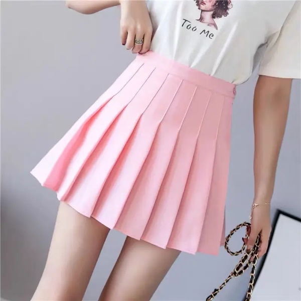 Tennis skjørt Dame Golf Plysjet bukseskjørt Sport Fitness Shorts Høy midje Yoga Løpeshorts Skjørt Treningstøy Rosa Pink L