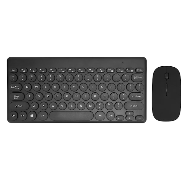 Trådløst tastatur og mus-sett 2.4G 78 taster Tastatur 4 taster Musknapper Mini datamaskintilbehør for kontor Svart